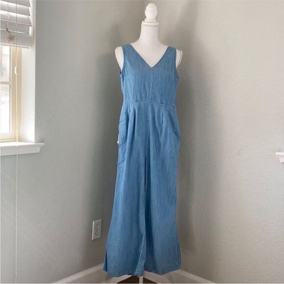 J. Crew Chambray Wrap Tie Jumpsuit - Picture 3 of 12